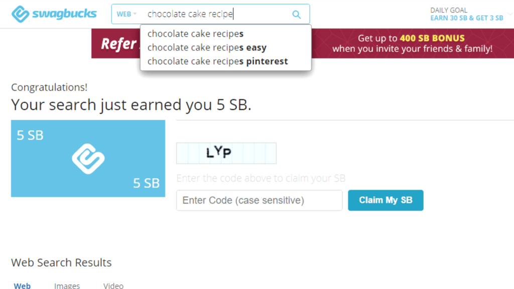 SWAGBUCKS WEB SEARCH